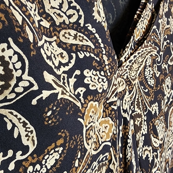 Venezia 100% silk midi dress. Black brown. Size 14/16. Y2K vintage. - Picture 12 of 14